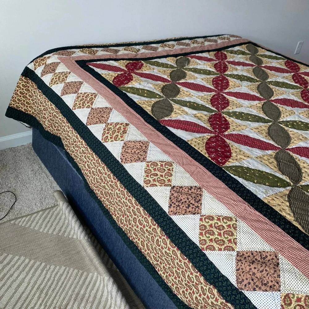 Civil War Handmade Patchwork Fall Colors Queen Quilt